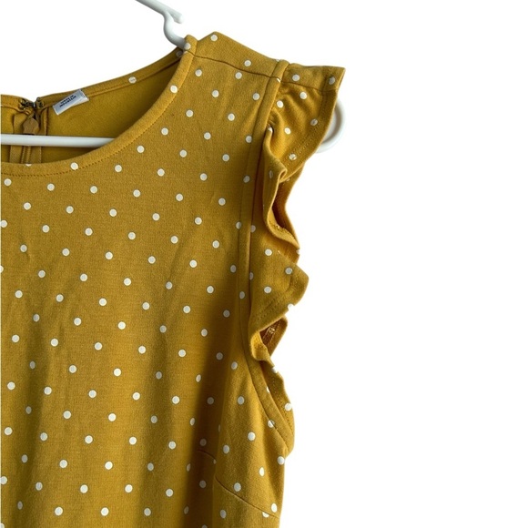 Old Navy Dress MustardYellow Polka Dot Flutter Sleeve Ruffle Hem • Used • Medium - Picture 3 of 5